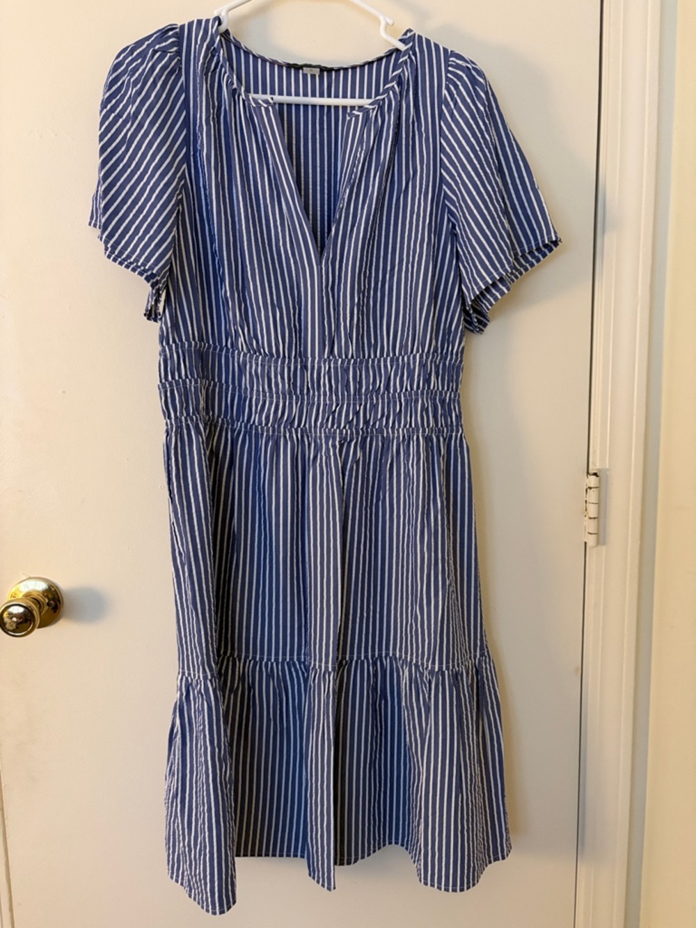 Tommy Hilfiger Blue and White Striped Midi Dress